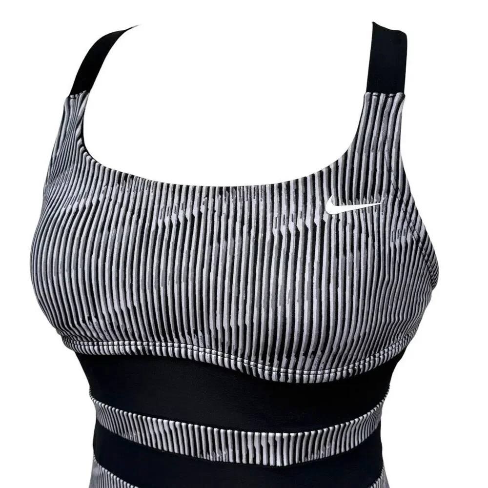 Nike Black & White Striped Swimsuit Top Tank Takini Women's size Small